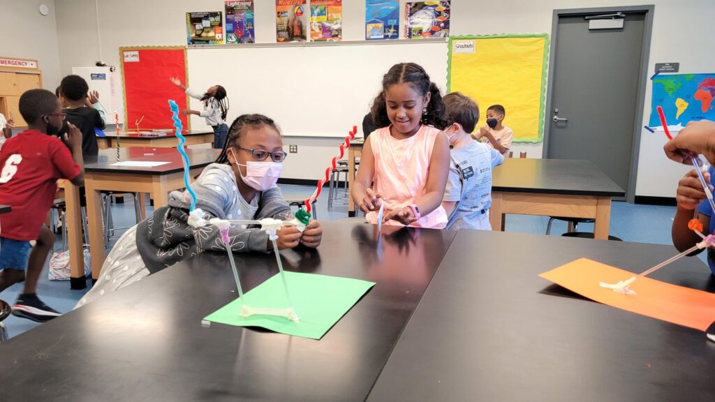 Students learning in a lab